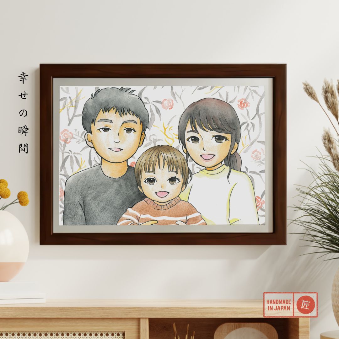 Heartfelt Family Portrait Art Style