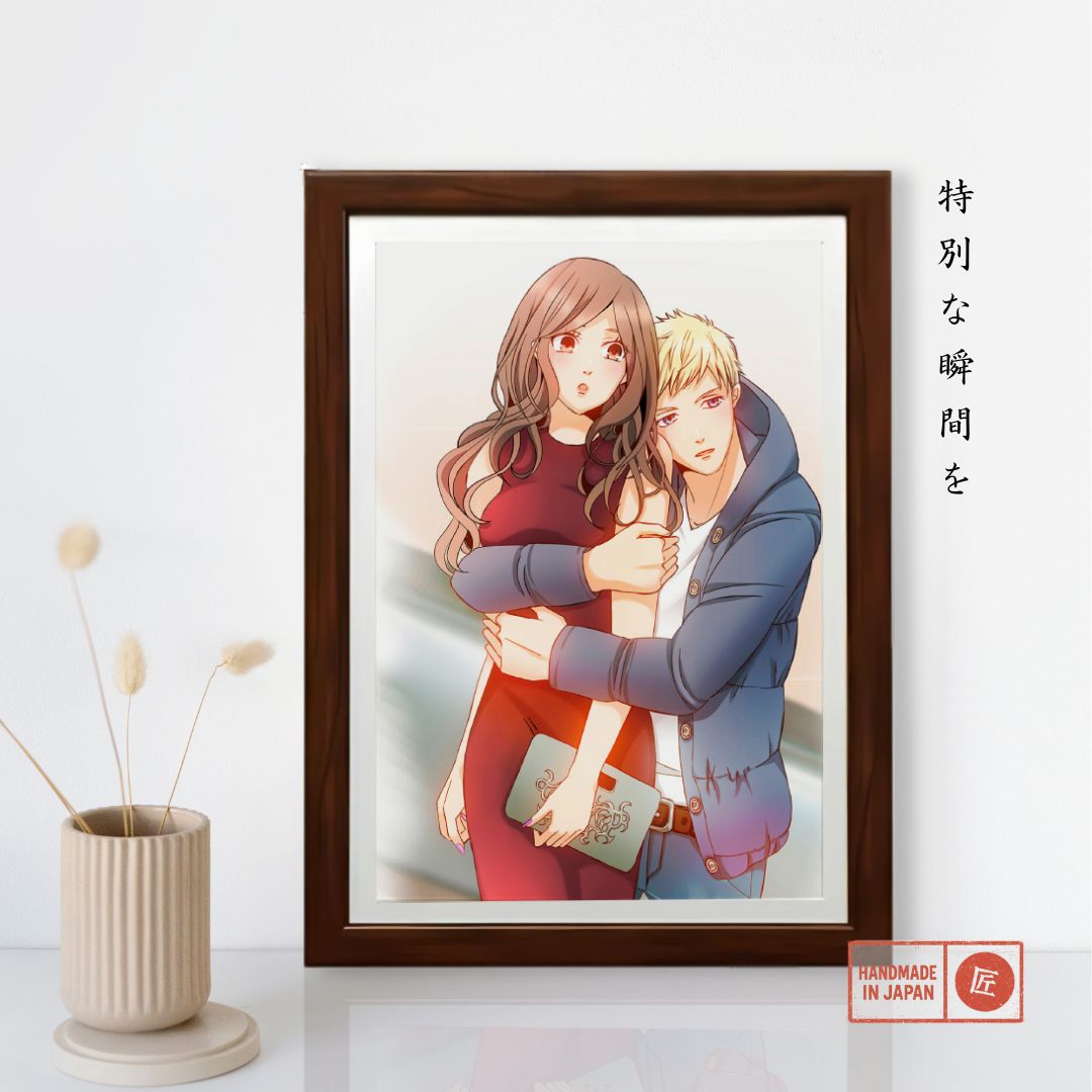 Romantic Anime Couple Portrait Art Style