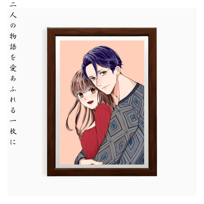 Elegant Shoujo-Style Couple Portrait Art