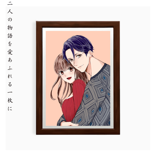 Elegant Shoujo-Style Couple Portrait Art