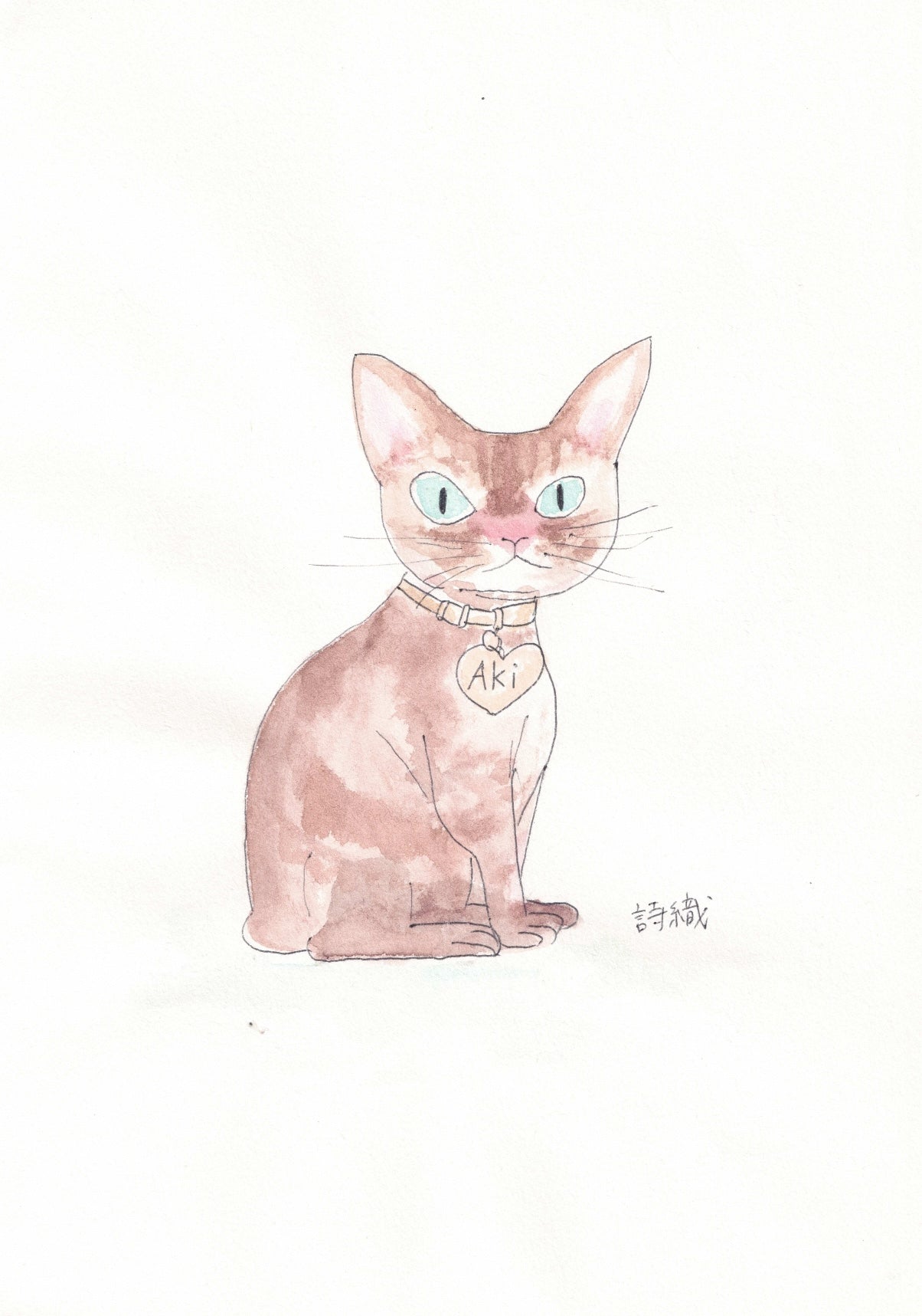 Watercolor Cat Portrait - Soft and Serene Style